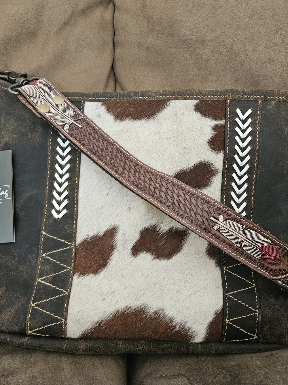 NWT Myra Bag Genuine Cowhide & Tooled Leather Western Shoulder Bag